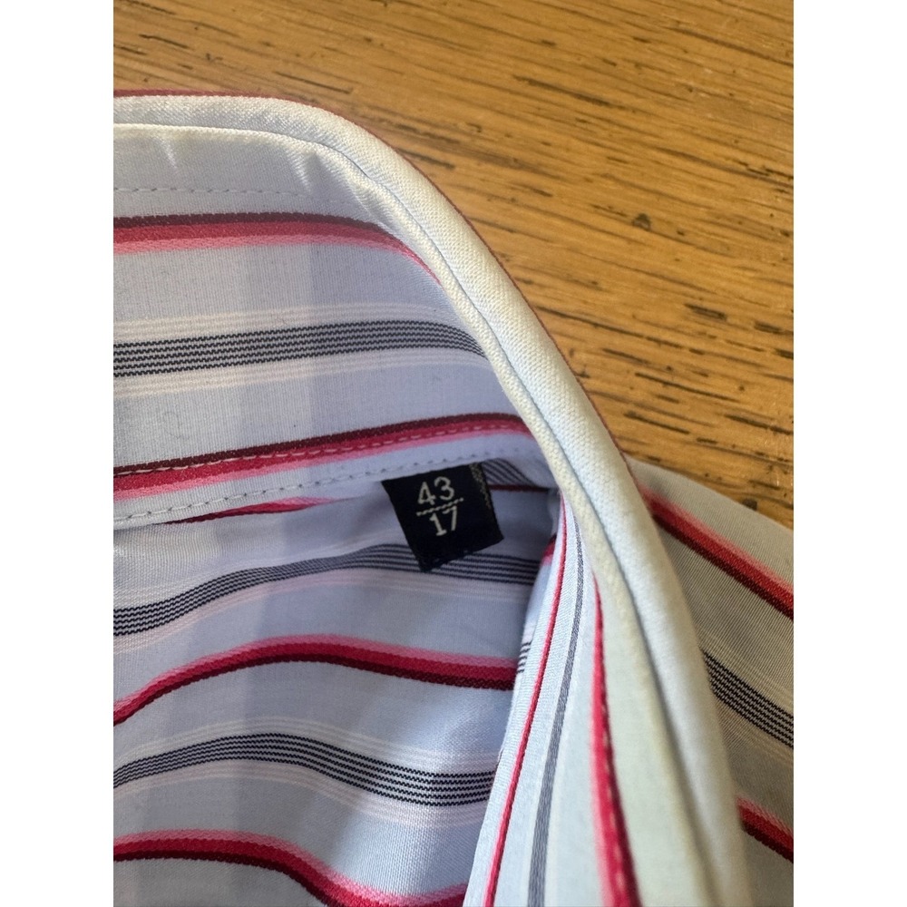 Canali Men's Dress Shirt Striped Long Sleeve Button Up Italy Size 43/17‎ (1065) - Picture 7 of 8